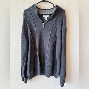 Men's Charcoal Zip-Up Sweater